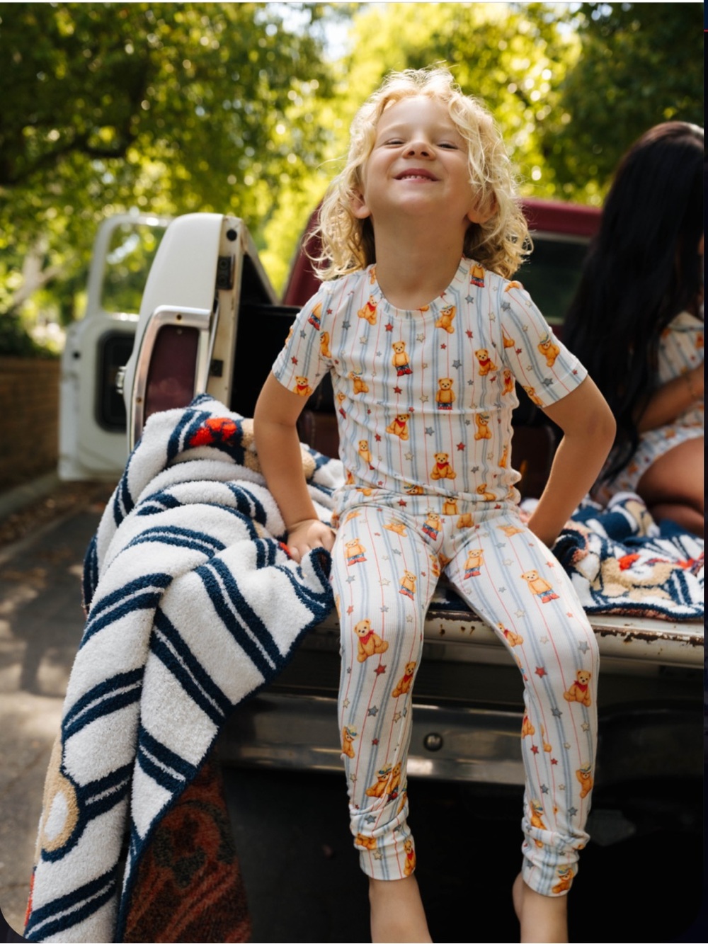 Staycation Kid Two Piece Bamboo PJ Pajama Set In Teddy NWT